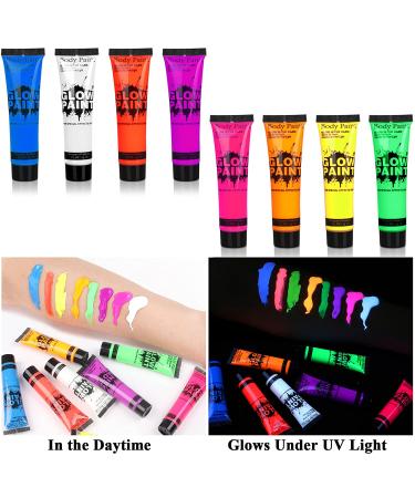 UV Glow Blacklight Neon Face and Body Paint - 8 Tubes 0.84oz - Neon Fluorescent Glow in Dark Body Paints for Parties - Buy Online on GoSupps.com