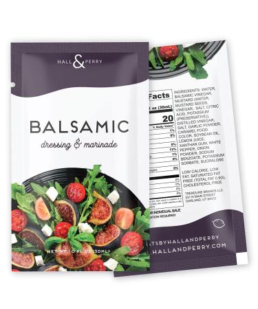 Hall & Perry Low Calorie, Low Fat, Keto Friendly Salad Dressing Packets - 10 Ready to Serve Pouches, 1 oz each - Balsamic Balsamic 1 Count (Pack of 10)