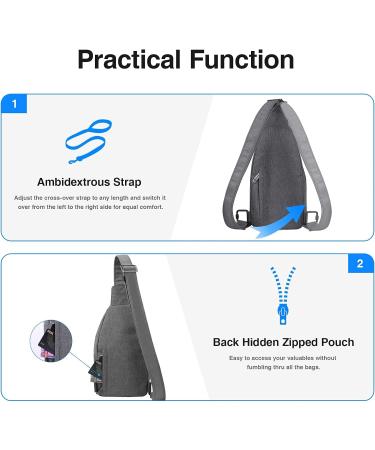 WATERFLY Anti-Theft Sling Bag for Men & Women - Multipurpose Gray Chest Bag Hippie Crossbody Daypack - Buy Online on GoSupps.com