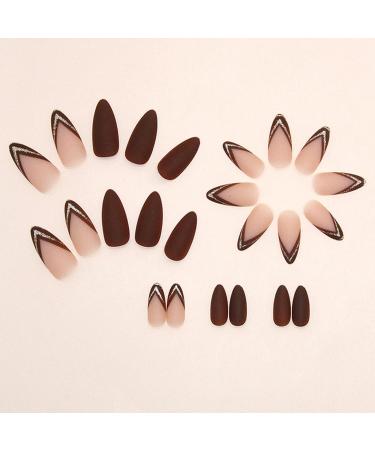 24-Pack Medium Almond Artificial Nails - Brown Glitter Press-On Acrylic Fingernails for Women & Girls - Buy Online on GoSupps.com