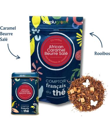 Rooibos African Caramel Beurre Sal Comptoir Fran ais du Th Infusion Gourmande en Vrac 80g Saveur Caramel & Pointe de Sel Boisson Douce et R confortante Sans Th ine - Buy Online on GoSupps.com