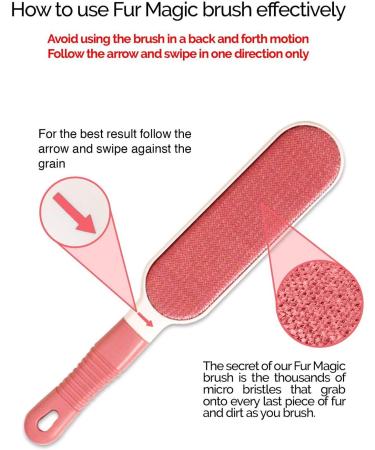 Fur Magic Pet Hair Remover Lint Brush - Self-Cleaning Base - Double-Sided Brush for Dog and Cat - Pink Limited Edition - Buy Online on GoSupps.com