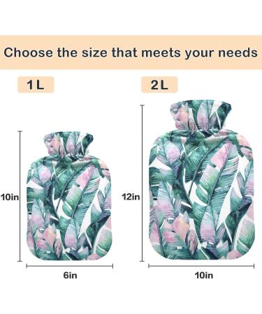 NAANLE 1L Hot Water Bottle with Lid - Banana Leaf Transparent Design for Menstrual Cramps Pain Relief & Heat Therapy - Buy Online on GoSupps.com