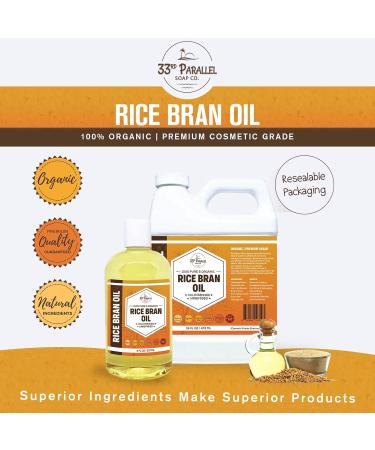 Organic Rice Bran Oil 32 oz - Premium Cold Pressed Unrefined | 100% Pure for Skin Hair Soap Making | Essential Oil Carrier | Bulk Availability - Buy Online on GoSupps.com