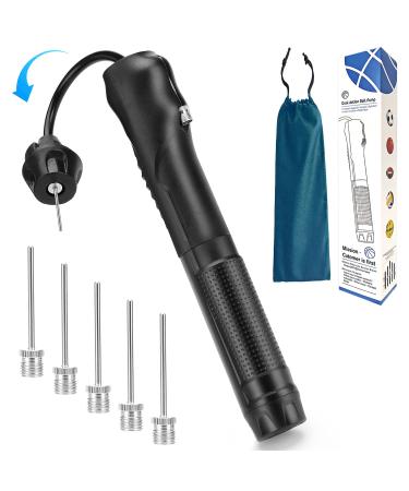 Tomario Ball Pump with 6 Needles and 12CM Extendable Cable(Storage Bag Included), Push&Pull Football Air Pumps Basketball Pump Soccer Ball Pump for Sport Volleyball Rugby Ball. Black