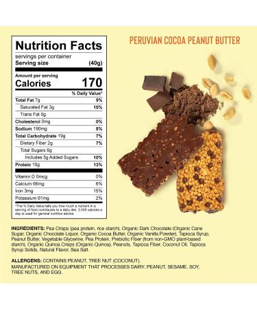 Mezcla Vegan Plant Protein Bars - Peruvian Cocoa Peanut Butter | Premium Ingredients | Gluten-Free | Non-GMO | Soy Free | 10g Protein | 15-Pack - Buy Online on GoSupps.com