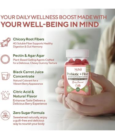 NuVa by Trulore Prebiotic + Fiber Gummies | GLP-1 User Nutritional Support | Sugar Free Fiber Gummies for Adults | Berry Flavor | Non-GMO Digestive Balance for Men & Women | 60 Gummies - 30 day Supply - Buy Online on GoSupps.com