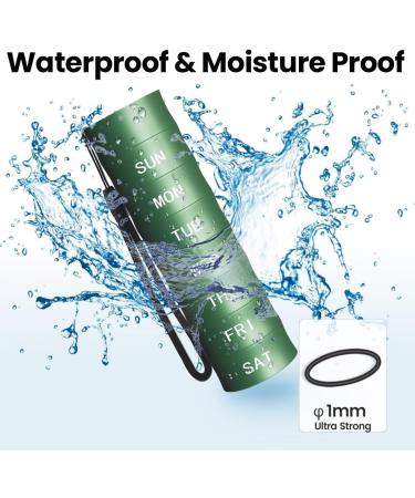 Bamboo Pill Organizer: Portable Waterproof 7-Day Medicine Box | BPA Free Vitamin Fish Oil & Supplement Holder - Green - Buy Online on GoSupps.com