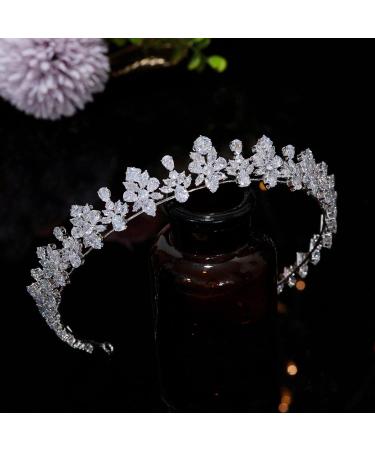 Jorsnovs Small Cubic Zirconia Crown for Women - Bridal Wedding Tiaras | CZ Queen Quinceanera & Birthday Party Hair Accessories - Silver - Buy Online on GoSupps.com