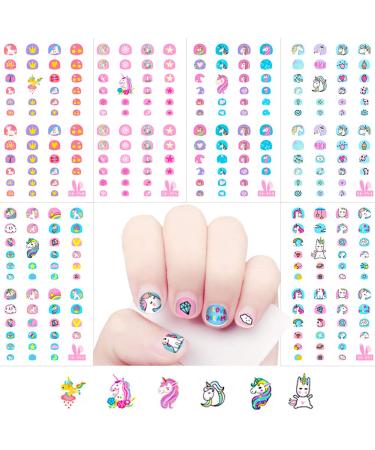 Fanoshon Unicorn 3D Nail Art Stickers Decals Self-Adhesive for Kids Little Girls, 270+ Cute Nail Tip Star Crown Princess Nail Manicure for Fingernails Toenails Birthday Party Supplies Gift Favors 01 Unicorn