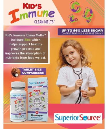 Kid's Immune Clean Melts 60 Ct Micro Tablets - Zinc, Vitamin C, D3, Elderberry - Non-GMO - Quick Dissolve Sublingual - Alternative to Gummies - Buy Online on GoSupps.com