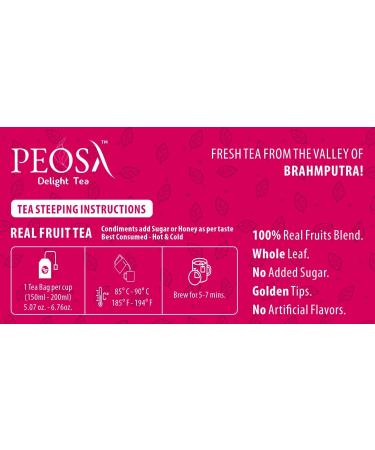 Peosa Delight Tea - Strawberry Panga Loose Leaf Black Tea Natural & Exotic Fruits Strawberry - Cranberry - Rose - Hibiscus Hot & Iced Tea Natural Flavors 1.76 oz Box 20 Tea bags. - Buy Online on GoSupps.com