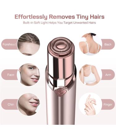 USB Rechargeable Facial Hair Remover for Women | Painless Lady Shaver with LED Light | Waterproof Hair Removal Device by guRelax - Rose Gold (2 Replacement Heads) + Flannel Bag - Buy Online on GoSupps.com