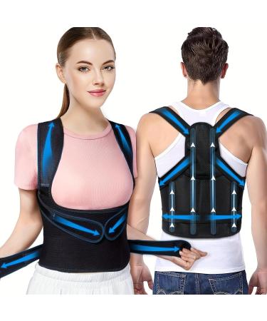Black Breathable Posture Corrector for Women Back Pain Lumbar Back Support Belt Breathable Elastic Back Posture Correction Belt Adjustable Shoulder for Students Kids Adults (L)