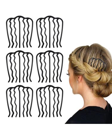 6 Pcs Hair Side Combs Vintage U Shape Hair Fork Clip French Twist Hair Combs Hair Pin Hair Styling Tool Accessories for Women and Girls (Black)