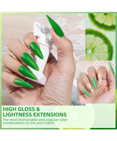 Morovan Poly Gel Nail Kit - 12 Colors Starter Kit for Professional Nail Extension - DIY Poly Gel Nail Color Packs - Green Blue Glitter Green - Buy Online on GoSupps.com