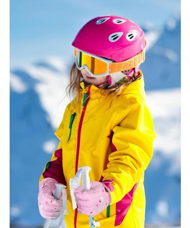 Kids Winter Ski Gloves - Waterproof Snow Mittens for Boys Girls, Pink & Watermelon Red, 5-10 Years - Buy Online on GoSupps.com