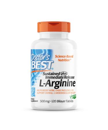 Doctor's Best Sustained Plus Immediate Release L-Arginine 500 mg 120 Bilayer Tablets
