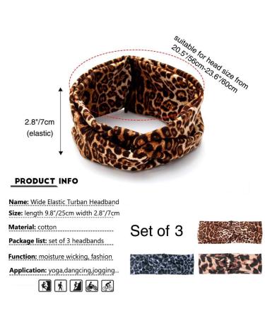 Fashband Boho Leopard Print Headbands - Pack of 3 | Elastic Stretchy Hair Bands for Women and Girls - Buy Online on GoSupps.com