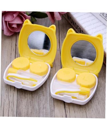 Homsfou Cartoon Contact Lens Case - Cute Yellow Lens Storage Container with Mirror & Tweezers - International Shipping Available - Buy Online on GoSupps.com