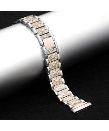 Mtozon Bling Bands for fitbit Sense/Versa 3 | Dressy Luxurious Bracelet for Women | Silver + Champagne Gold - Buy Online on GoSupps.com