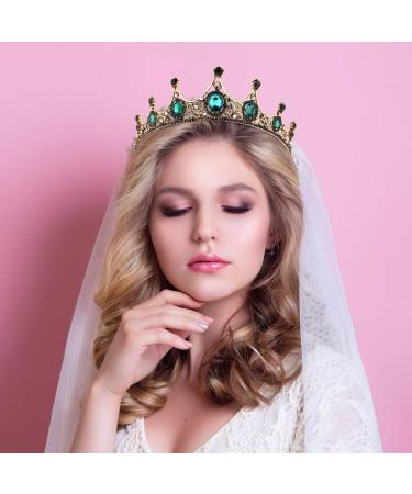 FRCOLOR Green Rhinestone Crown - Vintage Queen Baroque Princess Crown for Women - Birthday Bridal Tiara for Wedding Pageant Prom Halloween - Buy Online on GoSupps.com
