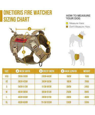 OneTigris FIRE Watcher Tactical Dog Harness - MOLLE Dog Vest for Training & Service - Durable 1000D Nylon (Large Brown) - Buy Online on GoSupps.com