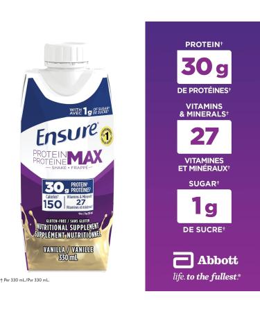 Ensure Protein Max 30 g Nutrition Shake Supplement Vanilla Protein Drink & Plus Calories Meal Replacement Complete Balanced Nutrition Strawberry 6 x 235 mL Vanilla Drink + Meal Replacement Blue - Buy Online on GoSupps.com