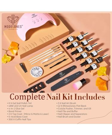 Modelones Gel Nail Kit- Nude Brown Gel Nail Polish Set with Lamp Starter Kit 26 PCS Gel Nail Polish Kit with 48W Nail Lamp Manicure Set No Wipe Base & Top Coat For Beginner DIY Nail Salon Home - Buy Online on GoSupps.com