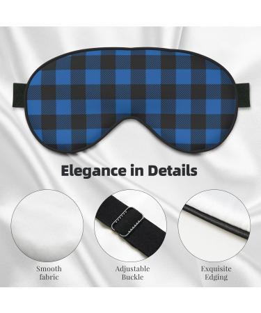 Blue Black Plaid Print Sleep Eye Mask | Soft Blindfold with Elastic Strap for Travel & Night Sleeping - Buy Online on GoSupps.com