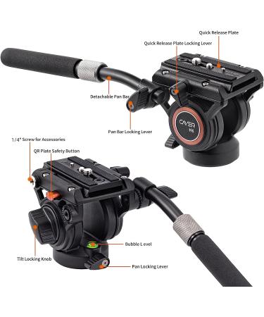 Cayer H6 Video Fluid Head Tripod with 60mm Flat Base & Pan Bar Handle - Max 13.2LB Load Capacity - Buy Online on GoSupps.com
