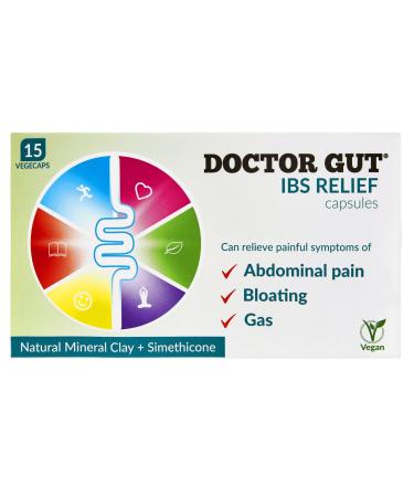 Doctor Gut IBS Relief 15 caps - Removes harmful substances that cause IBS. Relief of pain bloating gas distension fullness belching trapped wind flatulence gurgling | Drug-free | Natural Clay