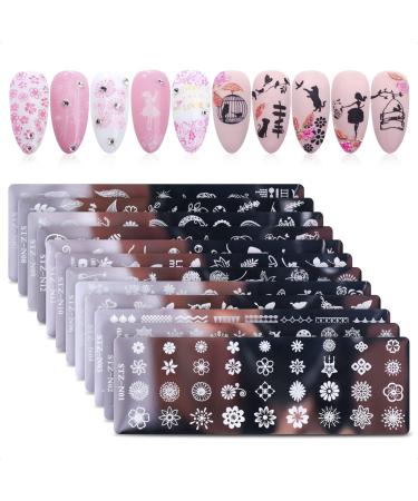 Gel Polish Design Nail Art Stamper - 12Pcs Stamp for Nails Plate Set Stamp Tool for Nails Flower Beauty Butterfly Stamp Nail Art Kit - Nail Stamper Animal Print Plates Gift Box Nail Kit Manicure Set 12 Pcs Stamps for Nails