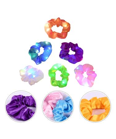 Lurrose Light Up Hair Ties 6 Pack LED Hair Ties Satin Elastic Ponytail Holder for Christmas Birthday New Year