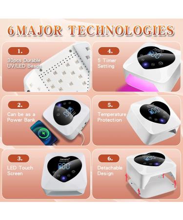 Rechargeable UV LED Nail Lamp - 72W Cordless Gel Nail Curing Light 5 Timer Settings Removable Bottom & Touch Screen for Professional Results - Buy Online on GoSupps.com