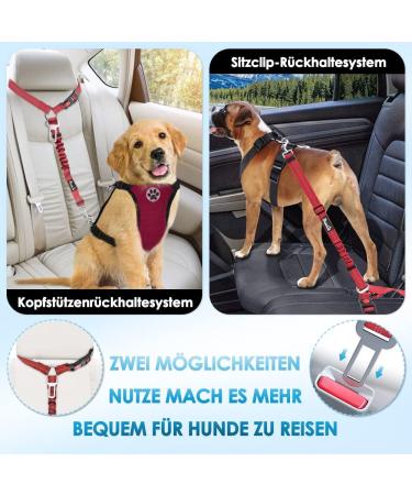 Buy Slowton 2-in-1 Dog Car Belt with Universal Buckle & Adjustable Reflective Rubber Band - Headrest Retention Clasp for Safe Pet Travel | D.ROT 2PCS - Buy Online on GoSupps.com