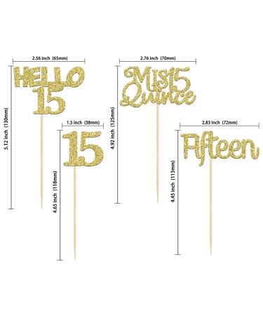 Gold Glitter 15th Birthday Cupcake Toppers - 24Pcs Quincea era Cake Decorations - Buy Online on GoSupps.com