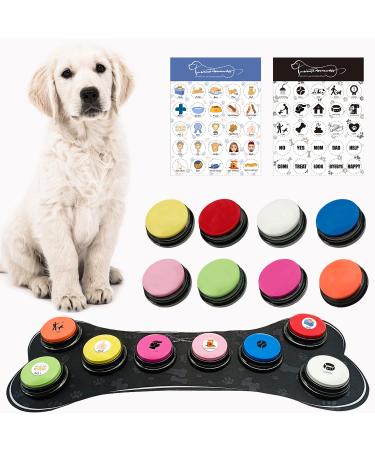Buyvikay set of 8 colors dog button dog button pet buttons for communication describable buttons contains pads 50 stickers dog training kit to teach your dog to speak