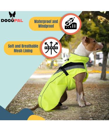 Dogopal Waterproof Dog Raincoat - Yellow Reflective Jacket for Small & Large Dogs - Breathable Mesh XXL Rain Protection - Buy Online on GoSupps.com