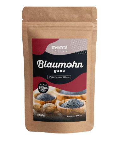 Blaumohn Monte Nativo (500g) - poppy seeds for baking - poppy seeds ideal for the poppy seedback - Premium Quality Blaumohn - dried spices - Poppy Seeds - Blaumohn for baking Blaumohn 500 g (1 Pack)