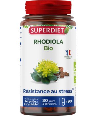SUPERDIET - Organic RHODIOLA - Stress resistance Emotional balance - Herbal medicine - Made in France - 90 Capsules