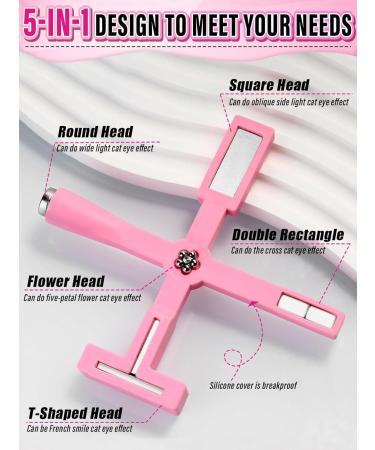 EBANKU 5 in 1 Cat Eye Nail Magnet Tool - Double-Ended Hexagon Magnetic Stick for Nail Art - Strong Multi-Function Design Tool in Pink - Buy Online on GoSupps.com