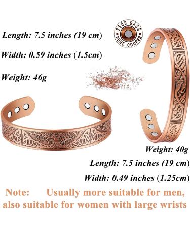 Vicmag 2PCS Copper Magnetic Lymphatic Drainage Bangles for Men | Ultra Strength 99.99% Pure Copper | Adjustable Size with Gift Box | Tree & Ireland Design - Buy Online on GoSupps.com
