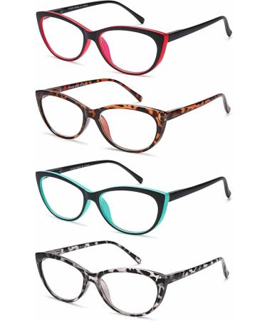 EYEURL 4 Pack Cat Eye Reading Glasses for Women - Blue Light Blocking Lightweight UV Fashion Eyeglasses +1.50 Anti Eyestrain - 1.5x Magnification Mix Color Set - Buy Online on GoSupps.com