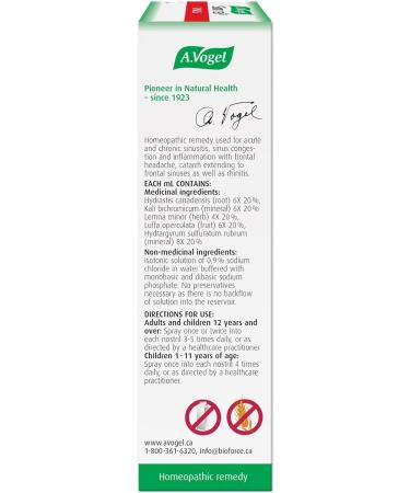 A.Vogel Sinna Nasal Spray | Acute and Chronic Sinusitis Relief | Sinus Congestion and Inflammation Treatment | Ages 1+ | 20mL - Buy Online on GoSupps.com