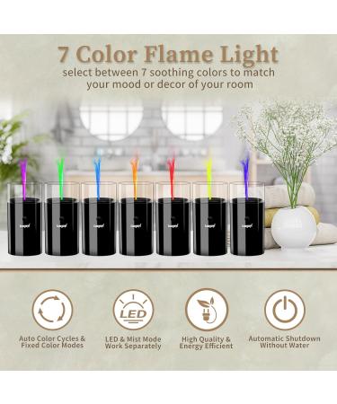 Wireless Aroma Diffuser with Flames Effect | 3D Candle Shape 7 Colors LED for Home Office & Yoga | Essential Oil Diffuser (Dark Black) - Buy Online on GoSupps.com