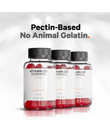 Codeage Vitamin D3 Gummy Vitamins Vitamin D3 5000 IU Gummies Cholecalciferol 125 mcg - 2-Month Supply - Soft Pectin-Based Animal Gelatin-Free Vitamins Gummy Strawberry Gluten-Free - 60 Gummies - Buy Online on GoSupps.com