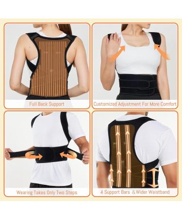 Back Brace & Posture Corrector for Men & Women - Scoliosis & Hunchback Relief | Comfortable Upper & Lower Back Support (L) - Black - Buy Online on GoSupps.com