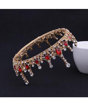 Frcolor Queen Crowns | Rhinestone Baroque Vintage Wedding Tiara & Crowns in Red - International Shipping Available - Buy Online on GoSupps.com