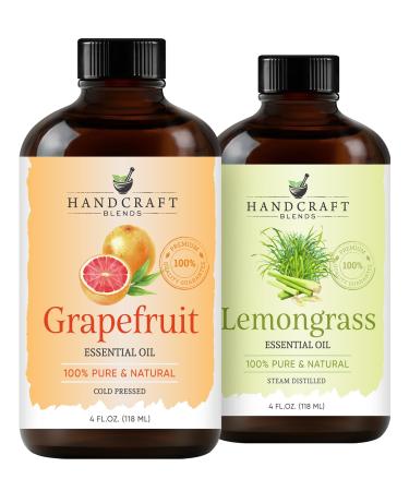 Handcraft Blends Citrus Cleanse Set: Lemongrass and Grapefruit Essential Oils (2 x 4 Fl Oz) 100% Pure & Natural for Diffuser Aromatherapy and DIY Projects